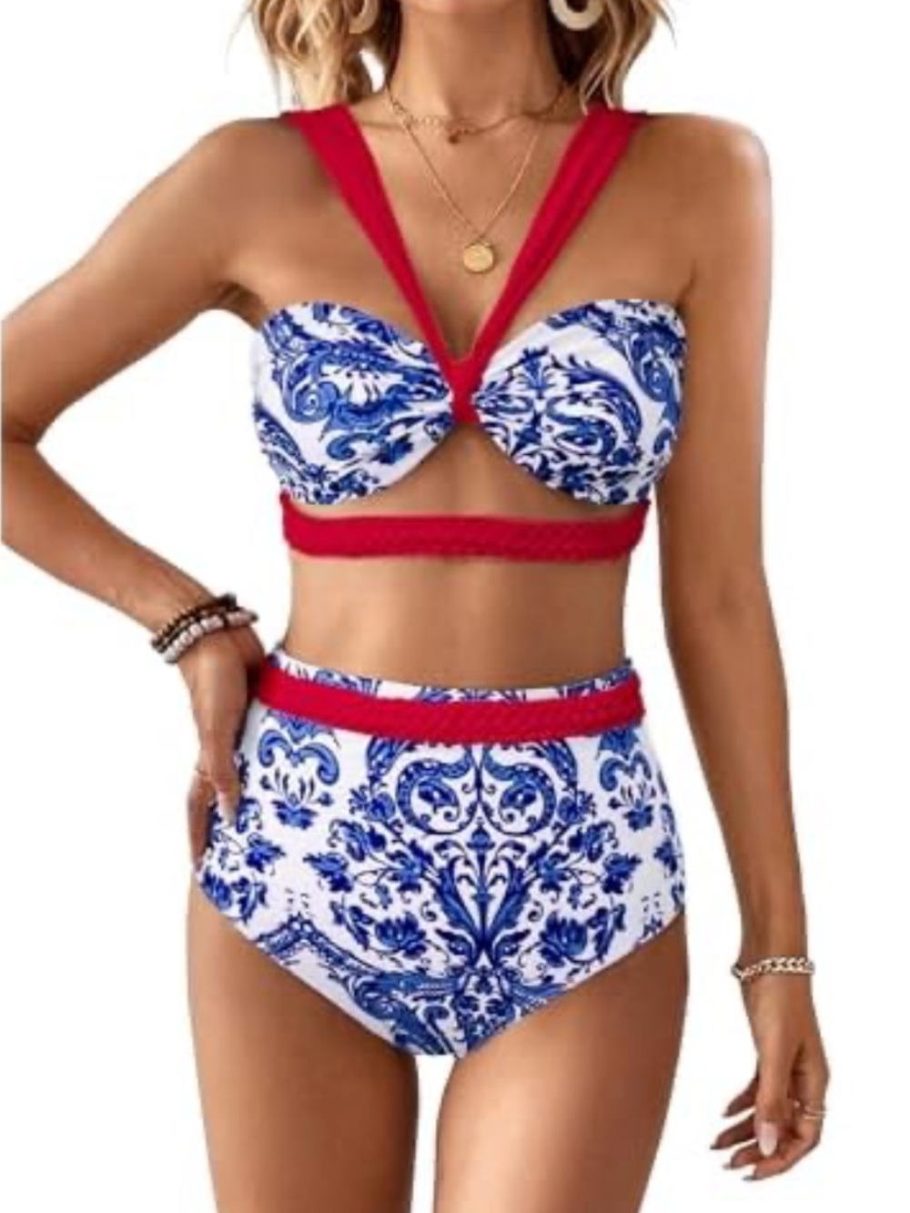 NWT Sporlike Braided High Waisted Bikini Swim Set Size L